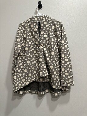 Focus Casual Life Polka Dot Textured hi-low Jacket,Cream & Oatmeal,Artsy,large